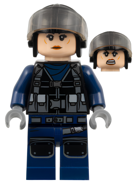 Минифигурка Lego ACU Tracker - Female, Black Aviator Cap with Trans-Brown Visor, Light Nougat Head jw042